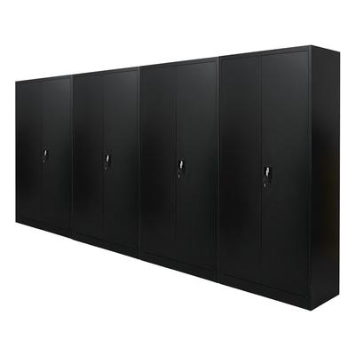PROREGAL Mega Deal 4x Flügeltürenschrank ELEPHANT fertig aufgebaut, HxBxT 185x90x40cm, 4 Fachböden, Schwarz, Metallschrank abschließbar Büroschrank