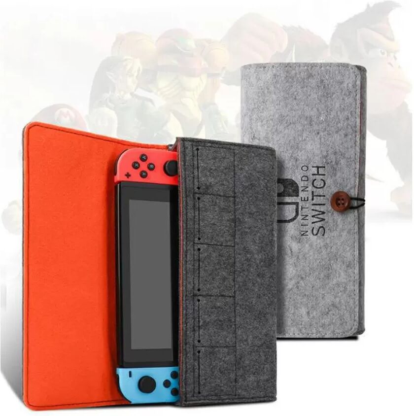 INF Filz-Aufbewahrungstasche für Nintendo Switch – Tragetasche mit großem Fassungsvermögen Schwarz