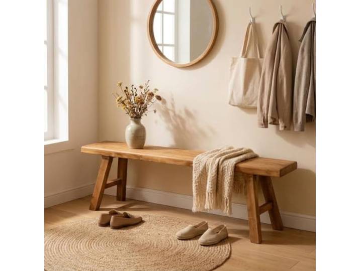 Holzbank für rustikale schmale Eingangsbereich,Bauernbank fürs Fußende Einfach zu montieren, robust und stabil, für Schlafzimmer, Flure, Esszimmer und Veranden.(200*26*45cm)
