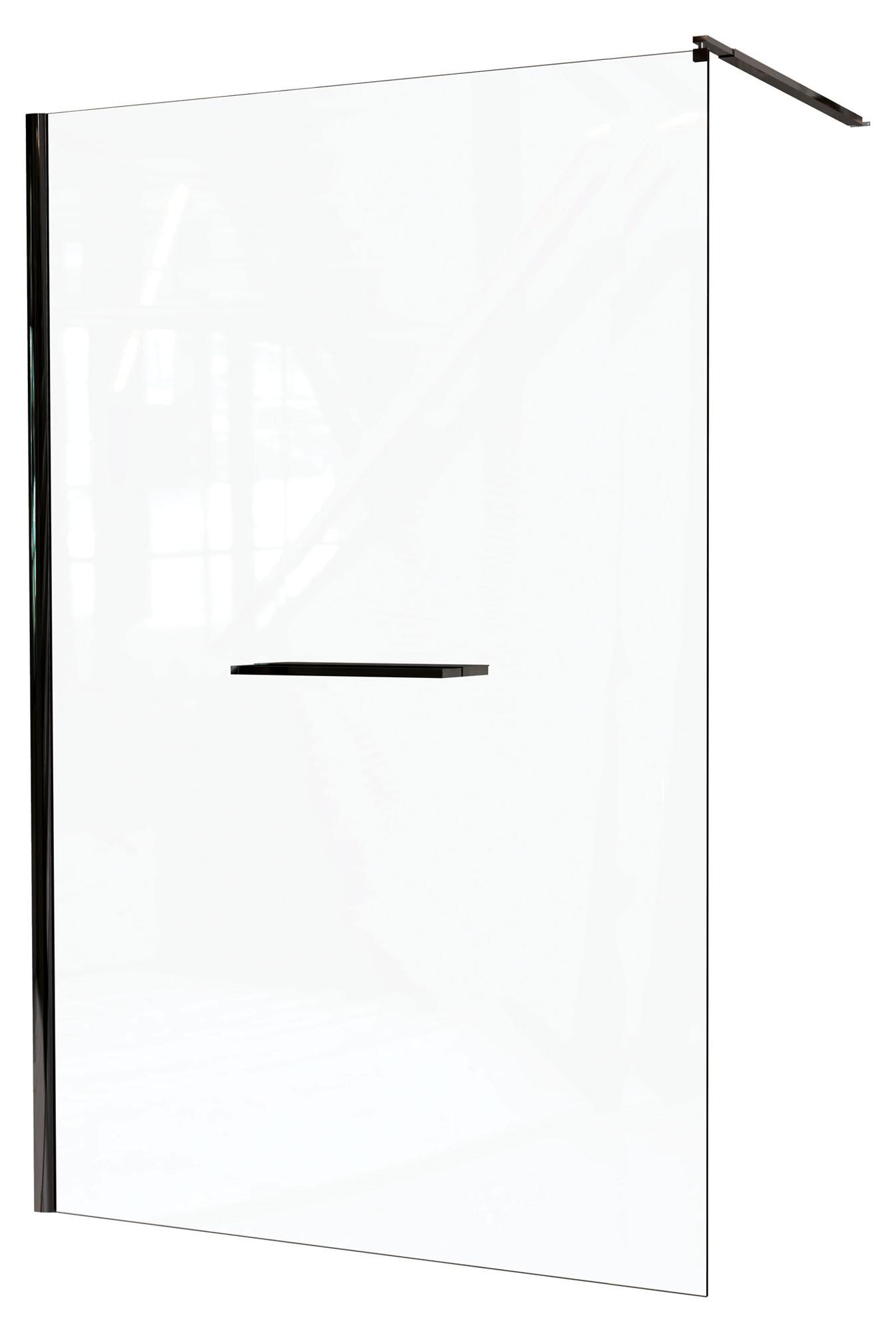 ONDEE ZEN - INDUS-Duschwand - 8 mm Glas - Ablage - Ausführung: Mattschwarz - 140 x 200 cm