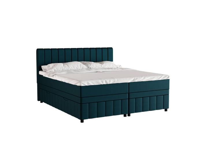 Homesy Boxbett Avalon 180 x 200 cm mit Bettkasten und Topper - Türkis, Holz, Mode, Schlafzimmer, Betten, Boxspringbetten