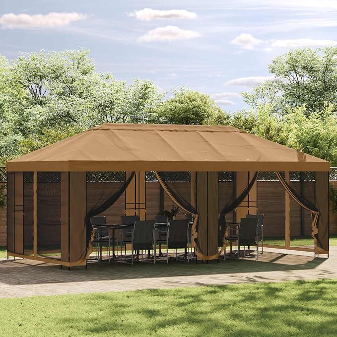 Gazebo Rahmen 6 x 3 m Schwarz Stahl, wetterfestes Gartenzelt mit robustem Stahlrahmen, ideal für Terrasse, Outdoor, Partyzelt, Pergola und Camping Schutz