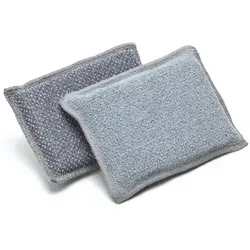 Putzschwamm Mikrofaser-Scheuerschwamm DUO grau 14 x 9 cm mit Scheuerseite und Sanfter-Seite, 10 Stück/Beutel