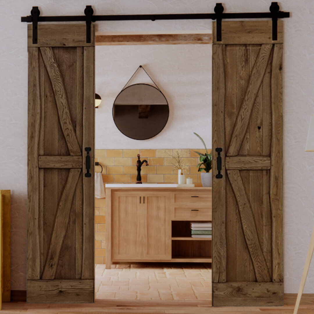 Seart Group Solid Oak Barn Door Unfinished Brown;Brown Oil 100cm W X 210cm H