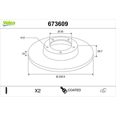 VALEO Bremsscheibe 673609 Hinterachse voll 240mm 10mm für TOYOTA