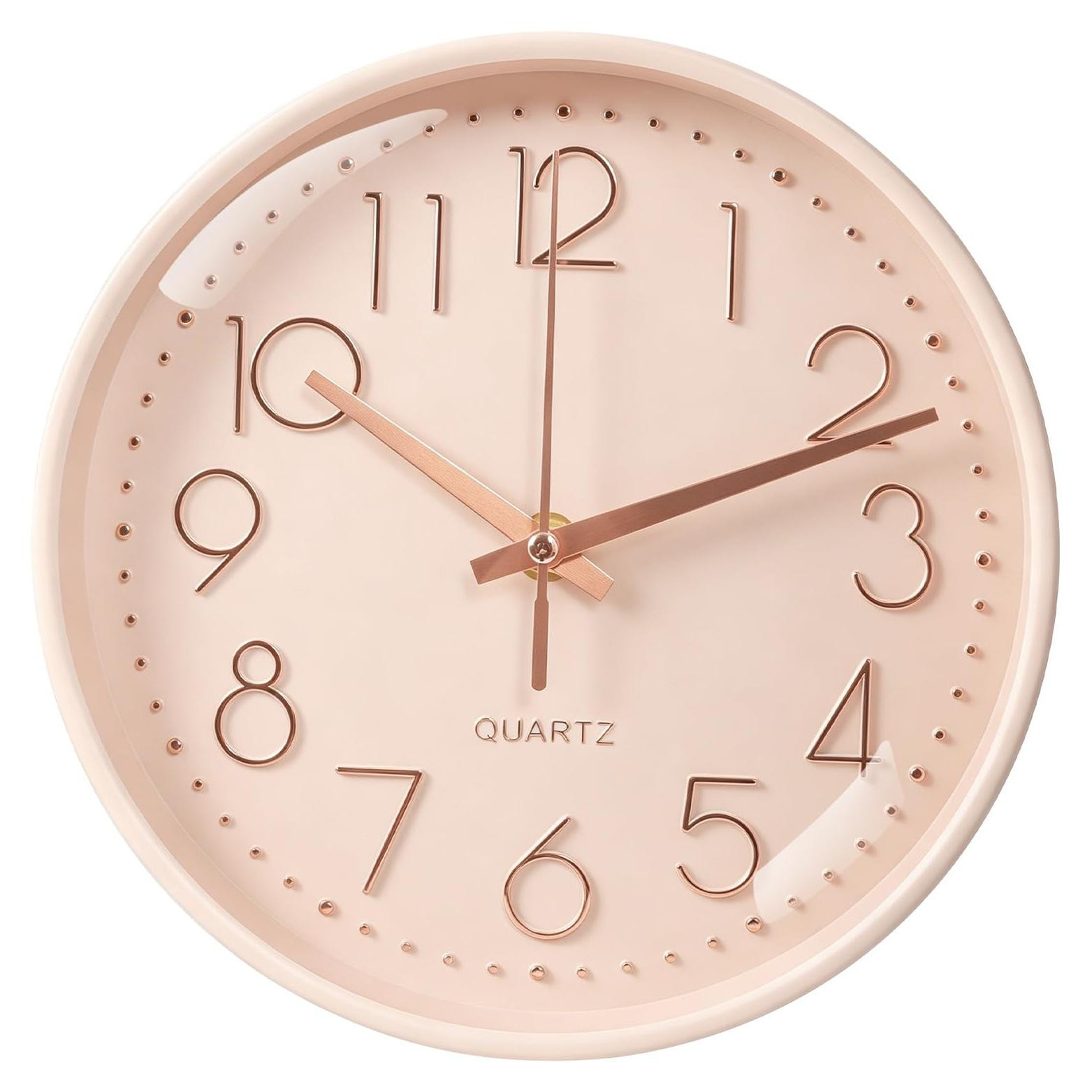Solidchoice Ronde geruisloze wandklok met digitale weergave - Roze goud - Diameter: 20 cm