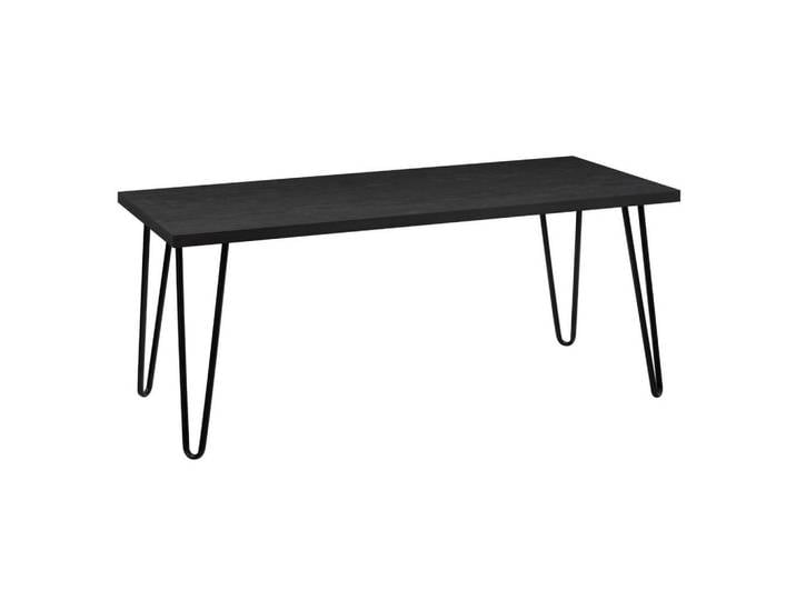 Couchtisch, Schwarz, 46x50x106 cm, Metall & Holzwerkstoff, U-Form & Gastro-Tauglich, Modern, MID.YOU