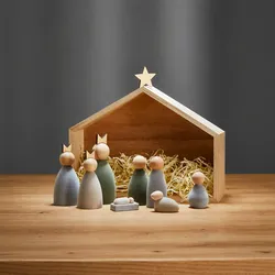 KRYBBE Weihnachtskrippe 9tlg.Holz