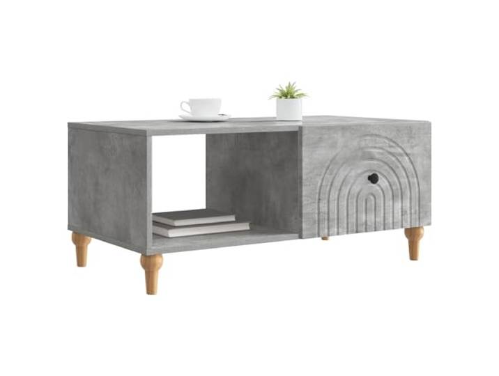 KTHLBRH Beistelltisch grau Beton 90 x 50 x 40 cm Holz Mit Regalen und Ablagefächern, funktionelles Design, 2 Etagen, max. Belastung 60 kg, vielseitig verwendbar für Wohnzimmer