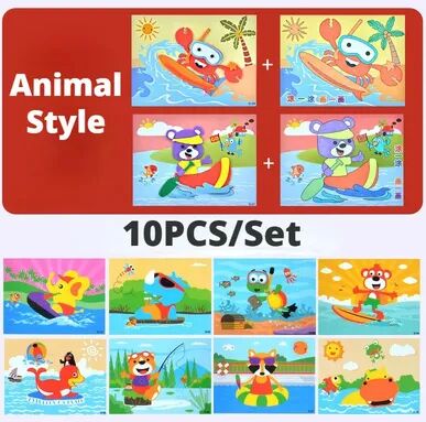 Perfect Picks Market EVA Foam Animal Puzzle Stickers Fun & Educational DIY Toy For Kids animal 10 Pcs