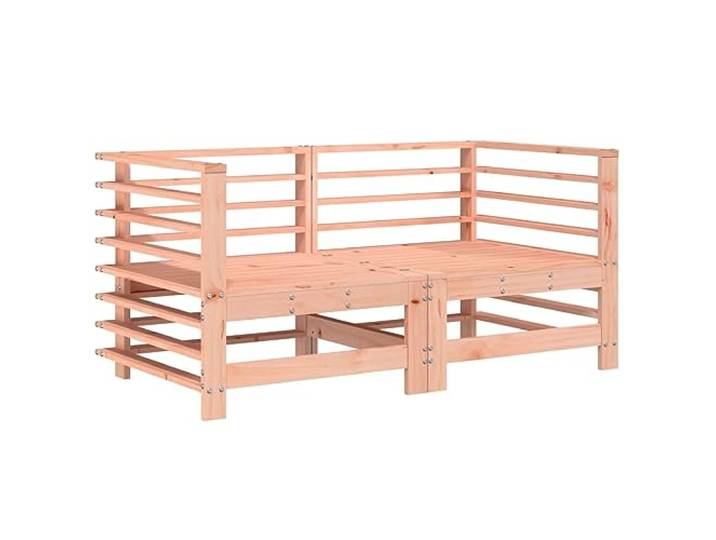 KTHLBRH Ecksofa 2 Stück Douglas mit Kissen Modularer Lattenrost aus Sperrholz, grau, 110 kg pro Sitz, für Garten und Terrasse