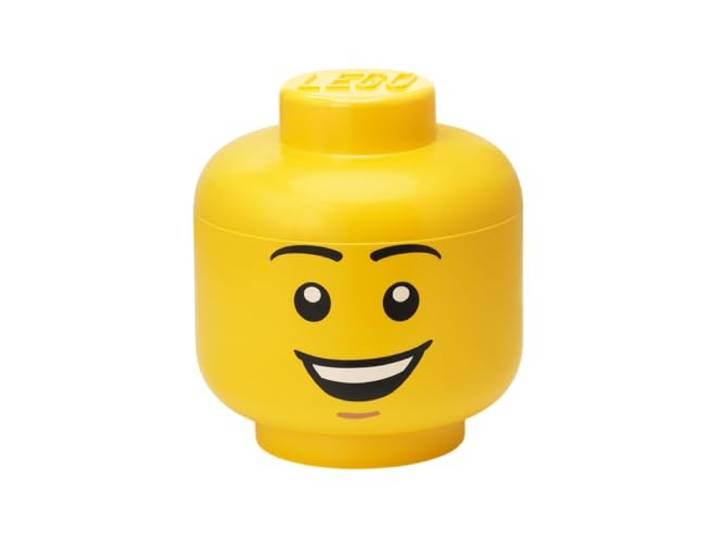 Room Copenhagen LEGO Grande boîte de rangement empilable avec tête de rangement\, 8\,5 l\, jaune\, Happy Boy