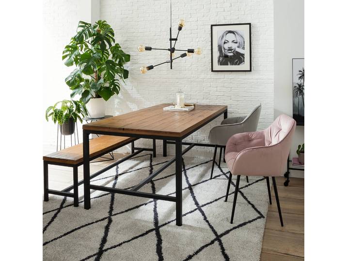 Armlehnenstuhl TILLY 60 x 84 x 56cm 2er Set Samt Vilda: Altrosa Pink/Altrosa