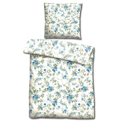 CloudComfort Basic Mikrofaser Bettwäsche blaue Blumen 135 x 200 + 80 x 80 cm
