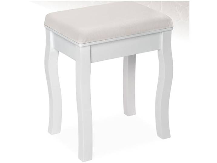 tectake® Schminkhocker, Schminktisch Stuhl, Hocker als Schminktisch Zubehör oder Klavierhocker, Schminkstuhl für Dressing Table, Vanity Table, Vintage Deko Aesthetic - 40x30x51cm, weiß