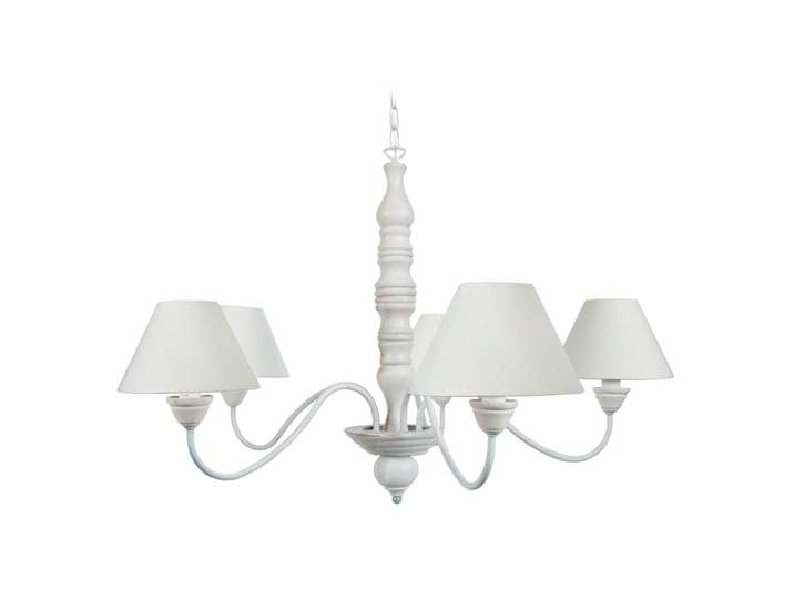 Lustre métal et bois blanc abatjour tissu écru
