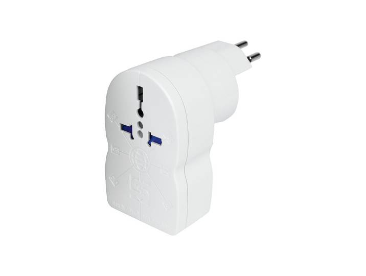 Reiseadapter World - Europa/Schweiz + 2xUSB-C 3-polig max. 10A mit Sicherung ws