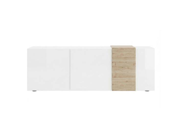 Mid.you Lowboard, Eichefarben, Weiss Hochglanz, Kunststoff, 3 Fächer, 181x59x44 cm, Made in Italy, Wohnzimmer, TV Möbel, Lowboards, Lowboards Hochglanz