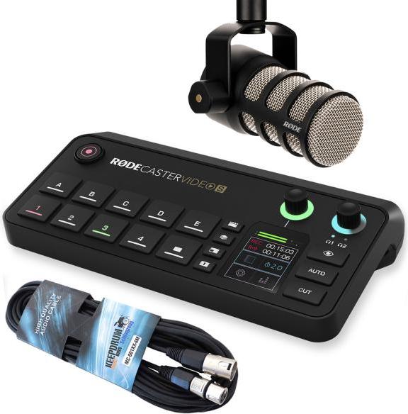 Rode Rodecaster Video S Produktions-Konsole mit Podmic und Kabel
