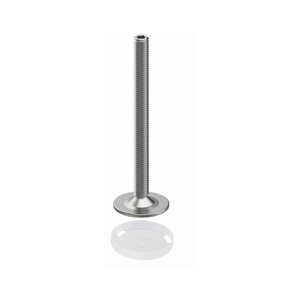 Hettich Möbel-Sockelverstellschraube, M8 x 50mm, mit Fußkappe, Kunststoff, transp. Durchmesser Teller 32 mm 9318255