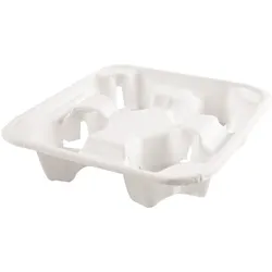 50 Becherhalter für 4 Becher aus Zuckerrohr Weiss 21,5x21,5x4 cm Einweg Becher Halter Tragetablett Bechertablett