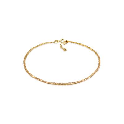 Fußkette ELLI "Fußschmuck Kordel Venezianer Layer Basic Zeitlos 925 Silber" Gr. 22, gold, Fußketten, Damen, 22, Silber 925 (Sterlingsilber)