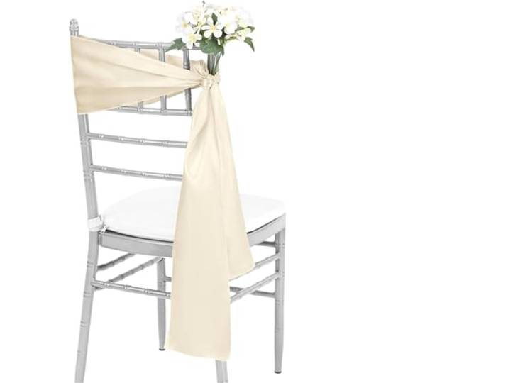 Stuhlschleifen für Hochzeiten 10/50 stücke Satin Stuhl Schärpen Bogen Hochzeit Knoten Band Krawatten for Party Event Hotel Bankett Liefert Hause Dekorationen(Ivory,50pcs)