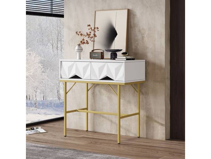 Nouveau matériau respectueux de l'environnement moderne et élégant table de console avec géométrique stéréo tiroir creux design