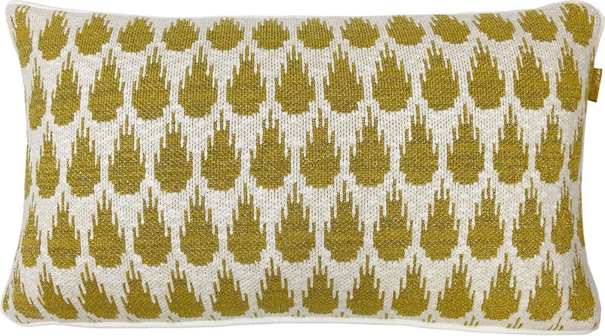 Botanic mini gebreid kussen goud
