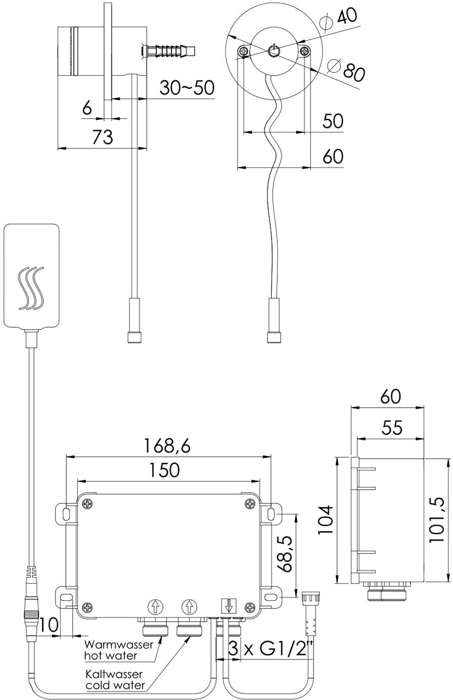 Steinberg Serie 310 elektronische Duscharmatur, Badarmaturen, 310 2250, chrom