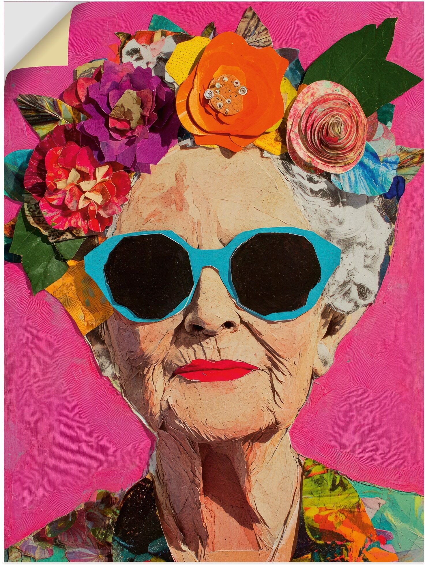 Artland "Wild und fabelhaft, Frau mit Blumenkranz" Bilder von Frauen 1 Stk. tlg. als Alubild, Leinwandbild, Poster, Wandaufkleber in verschied. Grössen farbe bild(er): farbig B/H/T: 45cm x 60cm, Wandaufkleber - Vinyl Bilder von Frauen Hochformat, 1 Stk.