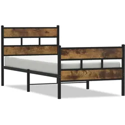 vidaXL Metallbett ohne Matratze Räuchereiche 100x190 cm
