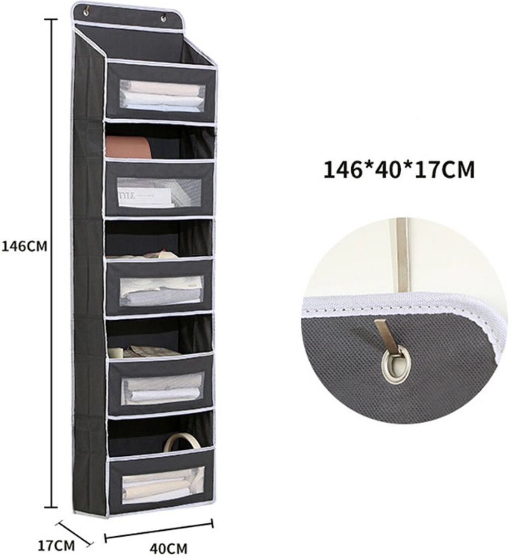 INF 5-lagiger Vliesstoff-Organizer für über die Tür – platzsparende Türaufbewahrung, mehrere Farben, 146cm Grau