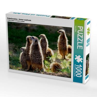 CALVENDO Puzzle Erdmännchen - Immer wachsam | 1000 Teile Lege-Größe 64x48cm Foto-Puzzle für glückliche Stunden