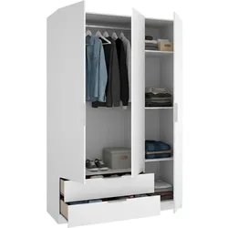 Dmora Mayos - 3-türiger Schrank, 51x137 cm, Weiß, Garderobe