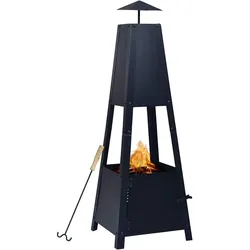 vidaXL Feuerstelle Schwarz 35×35×99 cm Stahl