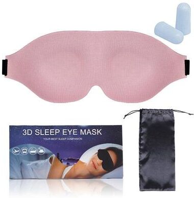 Everyday Crate 4 In 1 Sleep Eye Mask Memory Foam Blackout Mask With Earplugs For Travel And Deep Sleep pink