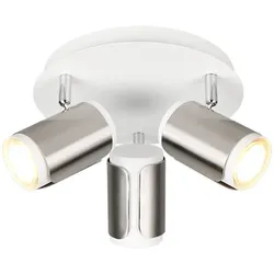Deckenleuchte Deckenstrahler verstellbar Spotlampe Metall weiß nickel matt D30cm