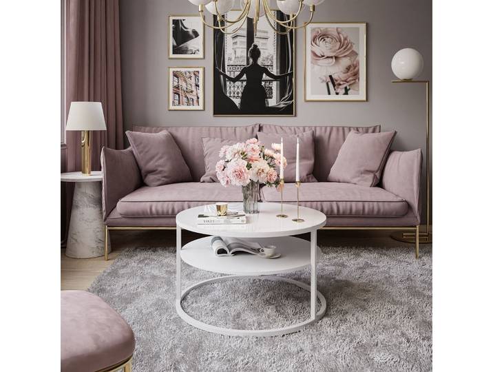 Runder Couchtisch CIRI GLASS mit Ablage