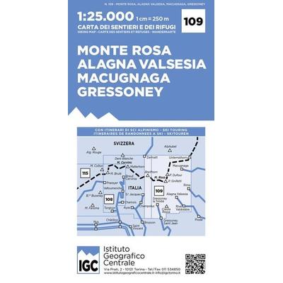 Wanderkarte 109 Monte Rosa, Valesia 1:25000, Karte von , Istituto Geografico Centr