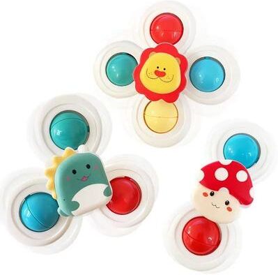 Uplift Picks 3 Piece Suction Cup Spinning Animal Toys For Kids Sensory Play Set mushroom 3 Pcs Set