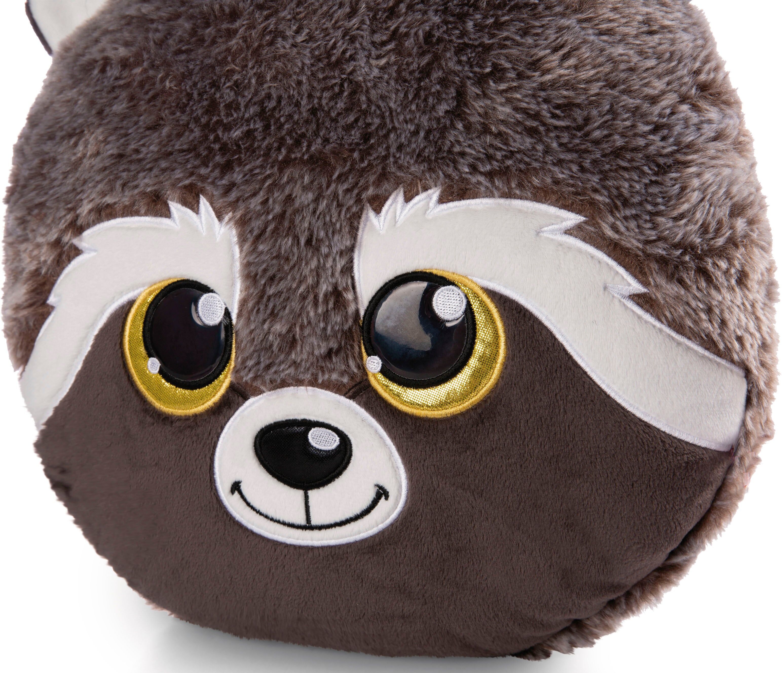Dekokissen NICI "Glubschis, Waschbär Clooney, 33 cm", grau (grau, felloptik bestickt), Dekokissen_Sitzkissen_Kissenhüllen, Kinder, B/L: 32cm x 12cm, 1 Stk., Polyester, Felloptik, bestickt, Dekokissen, B:32cm H:33cm L:12cm