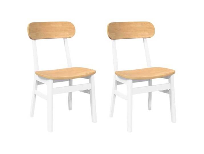 NKOPPFG Esszimmerstühle 2 STK. Weiß Massivholz Gummibaum Ergonomisches Design, Holzfüße, stabile Konstruktion, Esszimmer, Wohnzimmer