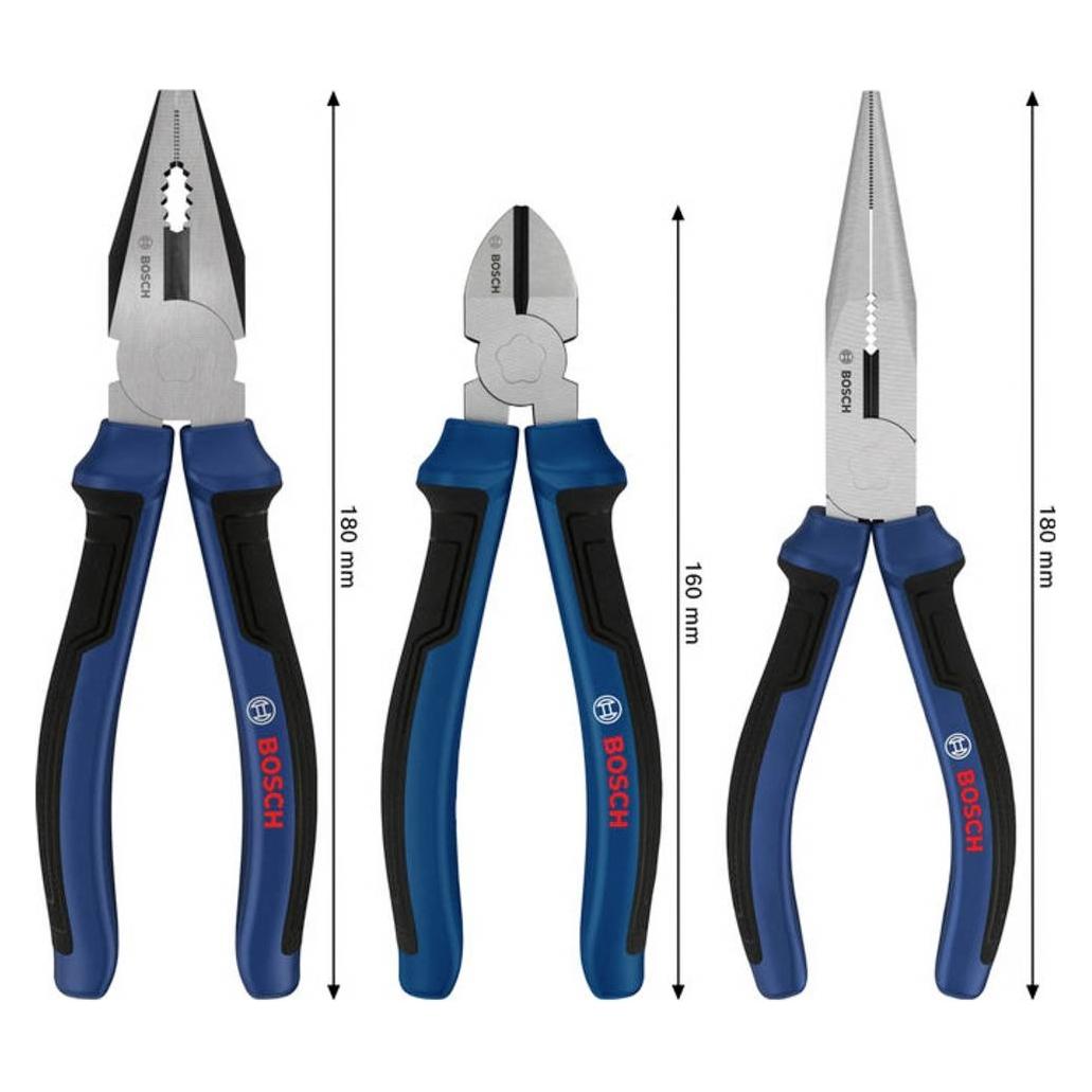 Bosch Hausgeräte Zangen-Set Mehrkomponentengriffe 3-tlg. - 1600A039RF (180 mm) (24561813)