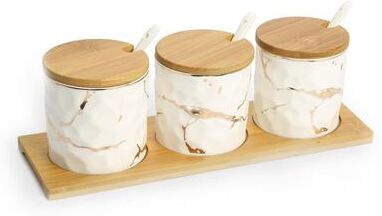Classic Touch White Porcelain Canister Set with Gold Design