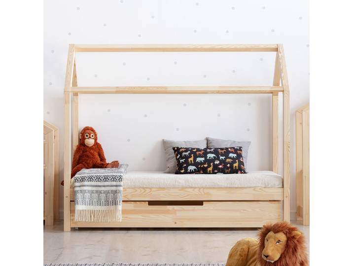 Lit cabane 70x140 sommier et tiroir inclus Célestine Bois