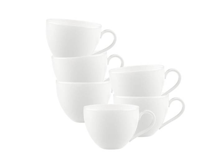 Villeroy & Boch Kaffeetassen Anmut weiß 150 ml 6er Set, Weiß, Keramik, 0.15 L, Geschirr, Tassen, Kaffeetassen