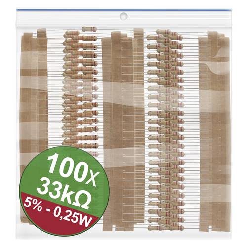 Quadrios 22P075 22P075 Kohleschicht-Widerstand Sortiment 33kΩ axial bedrahtet 0.25W 5% 1 Set