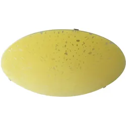 Deckenleuchte Glas gelb Wohnzimmerleuchte Deckenlampe gelb, Metall, 2x E27 Fassung, DxH 39,5x8 cm
