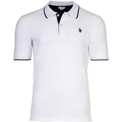 U.S. POLO ASSN. Herren Poloshirt mit Kontrast-Details - Piquet, Logo, Cotton Stretch Weiß / XL